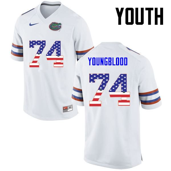 Youth NCAA Florida Gators Jack Youngblood #74 Stitched Authentic USA Flag Fashion Nike White College Football Jersey UHS3365PP